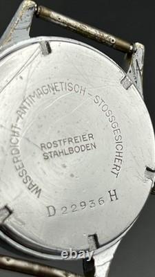 Montre militaire vintage HELIOS DH de l'armée allemande Wehrmacht WWII, révisée, RARE