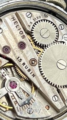 Montre militaire vintage HELIOS DH de l'armée allemande Wehrmacht WWII, révisée, RARE