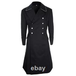 Nouveau manteau d'officier en gabardine M32 allemand de la Seconde Guerre mondiale reproduction grande tranchée noir manteau d'armée