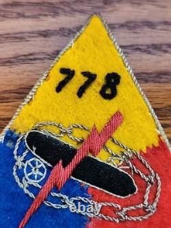 Occupation originale de la Seconde Guerre mondiale, armée américaine, 778e bataillon de chars, insigne en fil métallique fabriqué en Allemagne