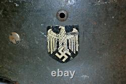 Original Allemand Wwii Army Heer M40 Named Single Eagle Decal Helmet Q64 M4746