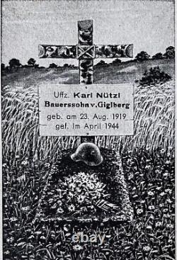 Original Ww2 Allemagne Carte De Mort De Karl Nütsl (panzer Grenadier) C1944