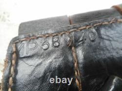 Original Ww2 German Army Élite Wss Black Leather Combat Pouch