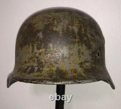 Original Wwii Allemand M40 Camo Army Wehrmacht Heer Steel Helmet Shell