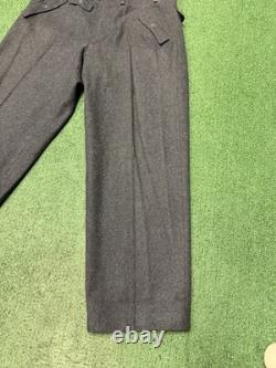 Pantalons en laine M43 de l'armée allemande vintage de la Seconde Guerre mondiale taille homme 34x29 gris reconstitution