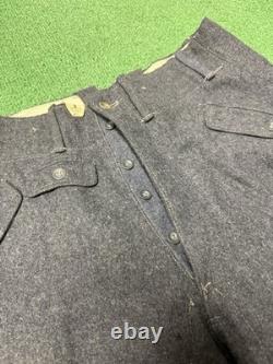 Pantalons en laine M43 de l'armée allemande vintage de la Seconde Guerre mondiale taille homme 34x29 gris reconstitution