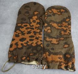 Parka uniforme de l'armée allemande en camouflage à motif feuilles de chêne élite de la Seconde Guerre mondiale, gants d'hiver