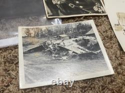 Photos antiques de crash d'avion Bullock, négatif d'un officier de l'armée allemande de la Seconde Guerre mondiale.