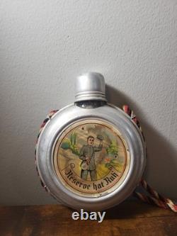 Première Guerre mondiale, flasque/cantine militaire allemande ancienne ornée, de réserve, retraitée, avec art