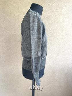 Pull en laine grise de l'armée allemande de la Seconde Guerre mondiale, col en V, bande verte, réparations, taille moyenne