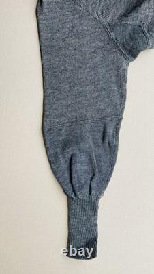 Pull en laine grise de l'armée allemande de la Seconde Guerre mondiale, col en V, bande verte, réparations, taille moyenne