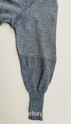 Pull en laine grise de l'armée allemande de la Seconde Guerre mondiale, col en V, bande verte, réparations, taille moyenne