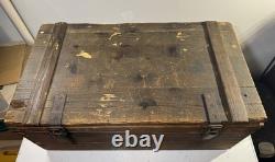 RARE Boîte à munitions d'origine de l'ARMÉE ALLEMANDE de la Seconde Guerre mondiale avec étiquette originale