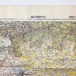 Rare Seconde Guerre Mondiale Armée Capturé German'battle De Carte Ww2 Relic L'escaut ' Antwerpen '