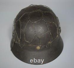 Rare Wwii Ww2 Allemand Original M40 Heer Army Fil Camouflage Casque Ns64 Named