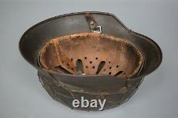 Rare Wwii Ww2 Allemand Original M40 Heer Army Fil Camouflage Casque Ns64 Named