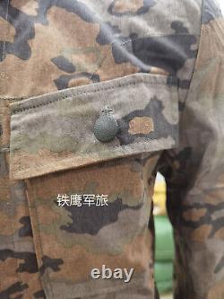 Reproduction de la tenue d'automne de camouflage en chêne de la Seconde Guerre mondiale de l'armée allemande M43, pantalon et veste de terrain, taille XXL.