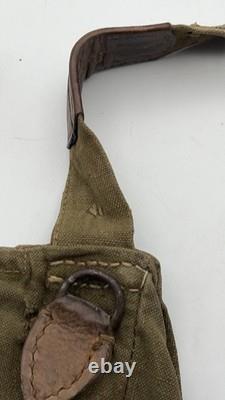 Sac à pain de l’armée allemande originale de la Seconde Guerre mondiale, marqué et daté, avec ceinturon, bretelles en Y et kit de cadre en A