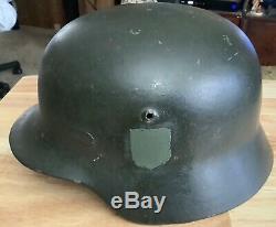 Seconde Guerre Mondiale Armée Allemande M35 Acier Combat Helmet Withliner & Jugulaire Original
