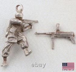 Seconde Guerre mondiale Allemand WW2 Pendentif MP 40 Parachutiste en ATTAQUE Mitrailleuse MILITAIRE Armée