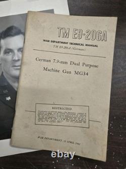 Seconde Guerre mondiale, TM E9-206A de l’armée américaine (1943) ? Référence MG34 allemande de 7,9 mm