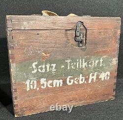 Seconde Guerre mondiale Wehrmacht Armée allemande 10.5cm 'Gebirgshaubitze Kiste' Boîte de pièces de rechange, Rare