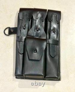 Seconde Guerre mondiale, armée allemande, sac à munitions en cuir pour MP38 MP40, paire de porte-chargeurs en cuir