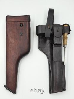 Set de holster avec crosse en bois Mauser C-96 de style Première Guerre mondiale de l'armée allemande. Cuir véritable.