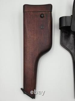 Set de holster avec crosse en bois Mauser C-96 de style Première Guerre mondiale de l'armée allemande. Cuir véritable.