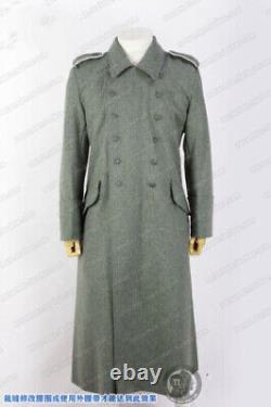 Seulement taille L manteau de grande capote de l'armée allemande M40 en laine verte gris de campagne