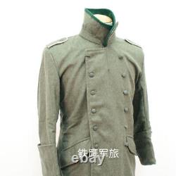 Taille L Manteau de tranchée en laine verte-gris de l'armée allemande modèle M36, reproduction de la Seconde Guerre mondiale.