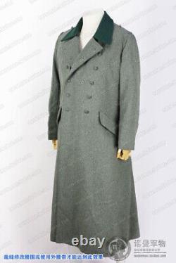 Taille L Manteau de tranchée en laine verte-gris de l'armée allemande modèle M36, reproduction de la Seconde Guerre mondiale.