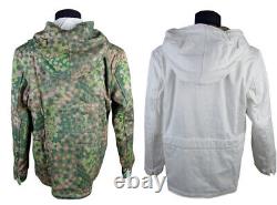 Taille S Manteau de camouflage pois Dot44 de l'armée allemande de la Seconde Guerre mondiale et parka réversible blanche d'hiver.