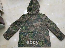 Taille S Manteau de camouflage pois Dot44 de l'armée allemande de la Seconde Guerre mondiale et parka réversible blanche d'hiver.