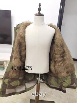 Taille XXL Manteau d'hiver en fourrure de lapin à camouflage italien de l'Allemagne nazie de la Seconde Guerre mondiale