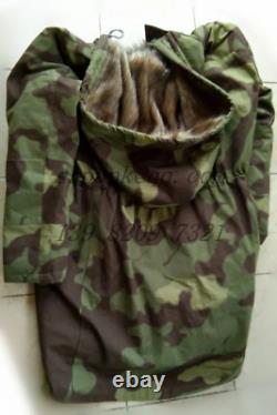 Taille XXL Manteau d'hiver en fourrure de lapin à camouflage italien de l'Allemagne nazie de la Seconde Guerre mondiale