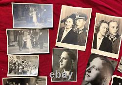 Traduisez ce titre en français : Lot de 20 photos de mariage et de cartes postales de soldats de l'armée du Troisième Reich allemand nazi de la Seconde Guerre mondiale.