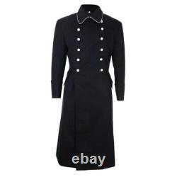 Traduisez ce titre en français : Manteau d'officier allemand en gabardine noire M32, reproduction de la Seconde Guerre mondiale, superbe veste de tranchée pour l'armée.