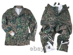 Traduisez ce titre en français : Veste de terrain et pantalon de l'armée allemande en camouflage pois Hbt Dot44, reproduction de la Seconde Guerre mondiale, taille S.