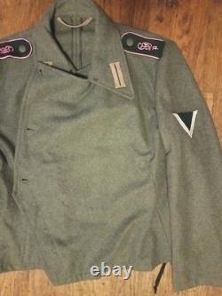 Tunique d'artillerie motorisée E. M. de l'armée allemande de la Seconde Guerre mondiale (reproduction du Lost Battalion).