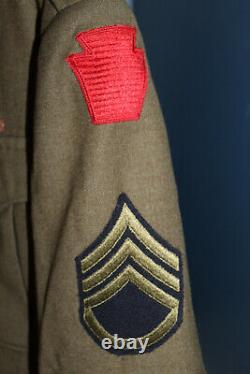 Veste Originale Ww2 U. S. Army 28th I.d. Ike 1945 D. Avec La Marque Allemande Di's & Hat