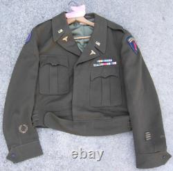 Veste courte de style Ike brune en chocolat fabriquée par les Allemands pour l'armée américaine de la Seconde Guerre mondiale avec étiquette du lieutenant-colonel Nuremberg