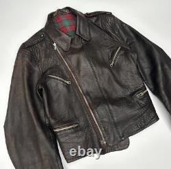 Veste de moto en cuir allemande originale des années 30-40 de la WWII marron DRP Zipp