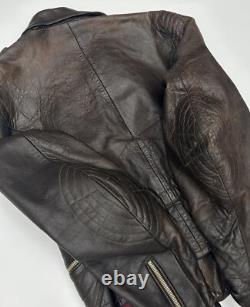 Veste de moto en cuir allemande originale des années 30-40 de la WWII marron DRP Zipp