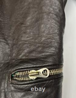 Veste de moto en cuir allemande originale des années 30-40 de la WWII marron DRP Zipp