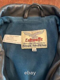 Veste en cuir de cheval noir Eastman Ostman Luftwaffe 44 de la Seconde Guerre mondiale allemande, en parfait état