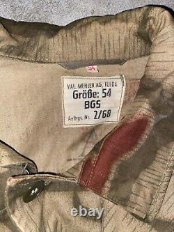 Veste militaire de camouflage BGS Sumpfmuster 3 de l'armée allemande de l'Ouest, taille 54