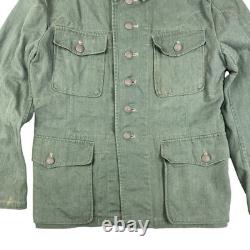 Veste tunique HBT Drillich de l’armée allemande de la Seconde Guerre mondiale des années 1940, homme petite taille, vert, militaria vintage