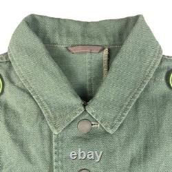 Veste tunique HBT Drillich de l’armée allemande de la Seconde Guerre mondiale des années 1940, homme petite taille, vert, militaria vintage