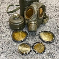 Vtg Armée allemande de la Seconde Guerre mondiale GM54 Masque à gaz avec filtre, lentilles et boîtier Auer Bundeswehr vert